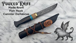 Puukko made from Fish Hook Damascus