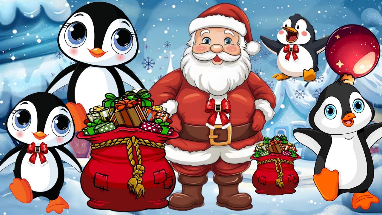 Five Little Penguins jumping on the bed | Nursery Rhymes | Kids songs ...