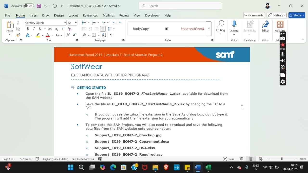Excel Module 7 End of Module Project 2 SoftWear | EXCHANGE DATA WITH OTHER PROGRAM 