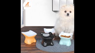 Renna s Pet Food Bowl Dog Food Feeder Ceramic Cat Bowl Neck Protection For Dog F