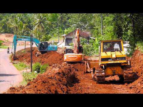 Extreme Slope Excavation! Heavy Fleet Carves Road Above Deep Ravine