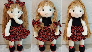 ЭТО БЫЛО УДИВИТЕЛЬНО-Создание кукол из носков🧦Вы полюбите эту милую девушку с потрясающими волосами!