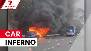 Car bursts into flames on Eastern Freeway | 7NEWS