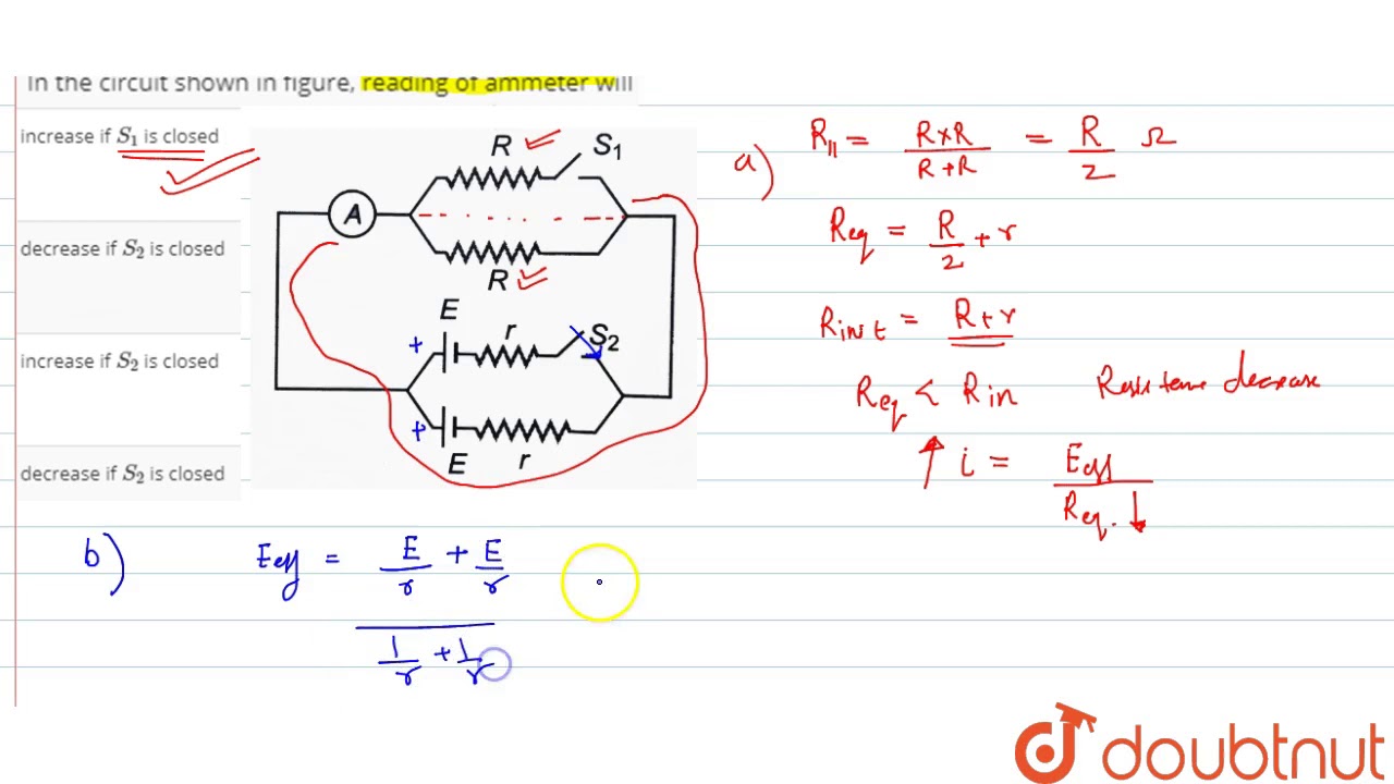 In the circuit shown in figure, reading of ammeter will