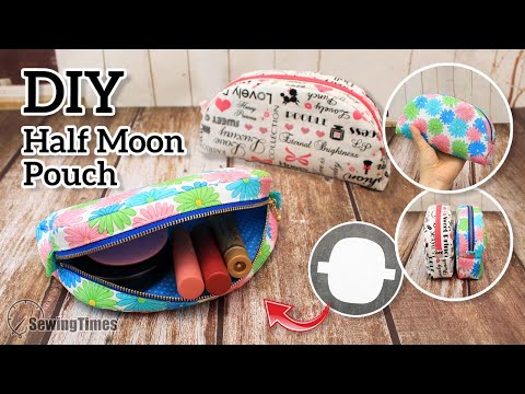 DIY Half <strong>Moon</strong> Pouch | Makeup <strong>Bag</strong> Zipper Pouch Sewing Tutorial [sewingtimes]
