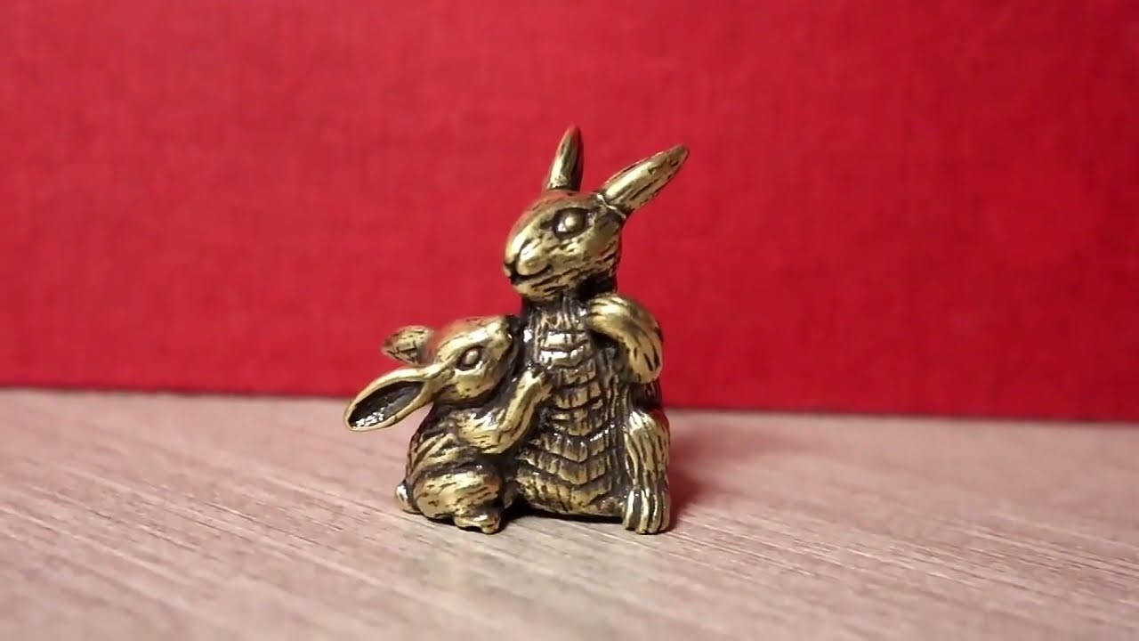 Solid Brass Rabbit Statue Vintage Animal Figurine Miniature Tea Pet Ornament Toy