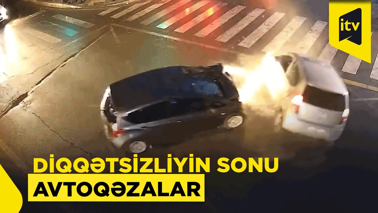 Qırmızı işiğa məhəl qoymayanlar: qəza anları QAÇILMAZ OLDU