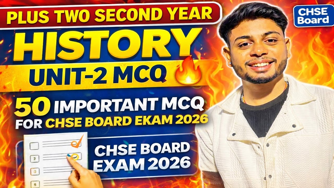 Plus Two Second Year History Unit-2 MCQ 🔥| Chapter 5, 6 & 7 Most Important MCQ |CHSE Board Exam 2026