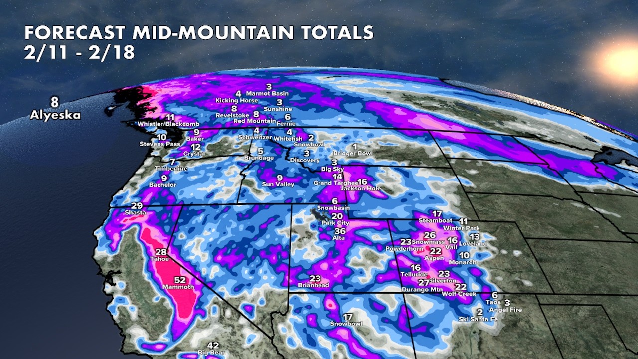 Прогноз снегопадов в горах на вторые выходные февраля