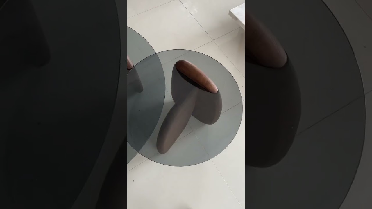 Solid wood glass coffee table, semi-transparent dark color, really nice texture!