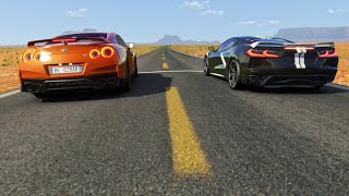 Nissan GT-R vs Chevrolet Corvette C8 at Monument Valley screenshot 3