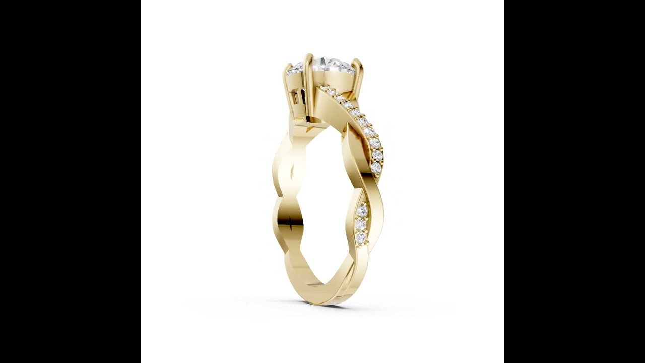 Round Cut Diamond Pave Set Criss-Cross Ring