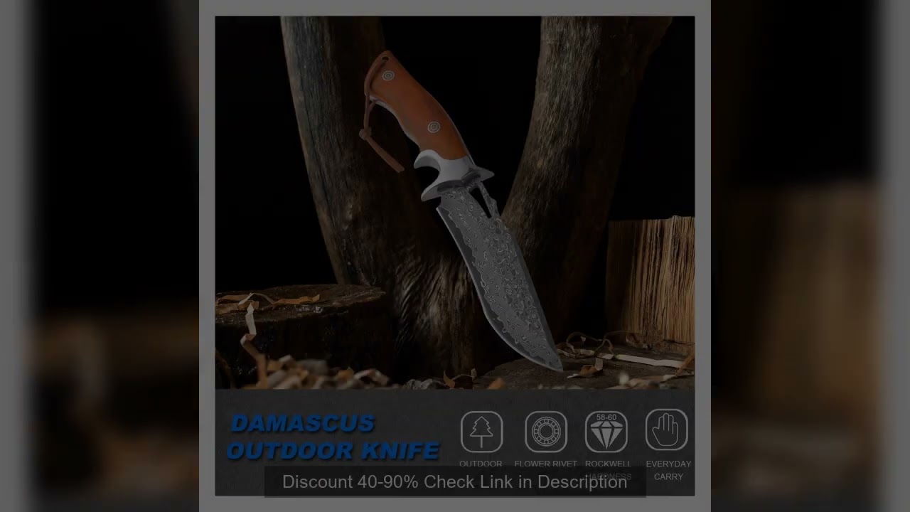 1 piece high quality Damascus steel hunting knife with fixed blade, portable straight outdoor knife