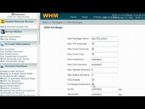 WHM How to create hosting packages - www.planethippo.com