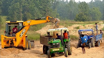 JCB 3DX Plus Loading Mud Mahindra 575 Di Sonalika DI 50 John Deere 5043 Tractor l JCB 3DX Tractor 