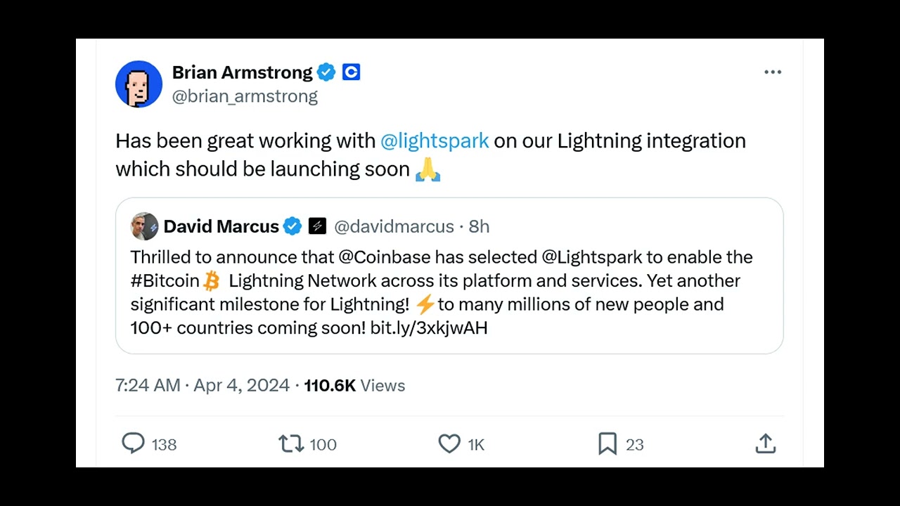Coinbase partners with Lightspark for Bitcoin Lightning payments