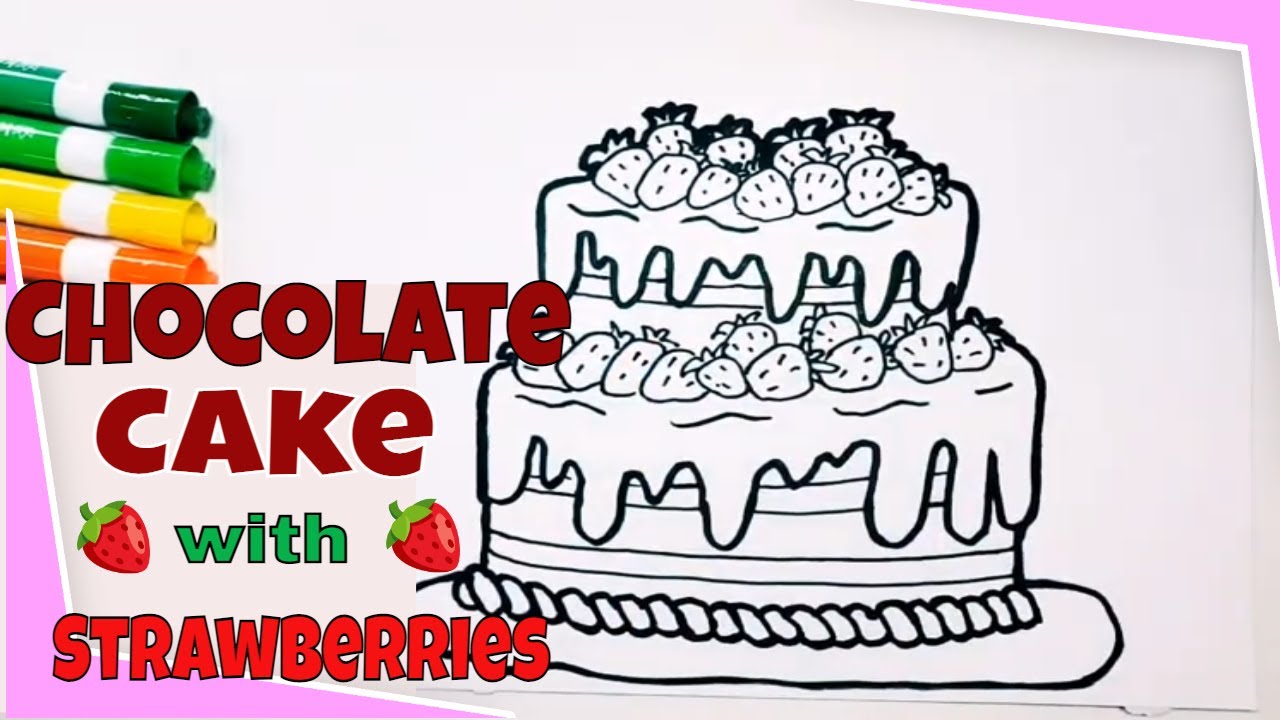 How to Draw and Color Chocolate Cake with Strawberries YouTube