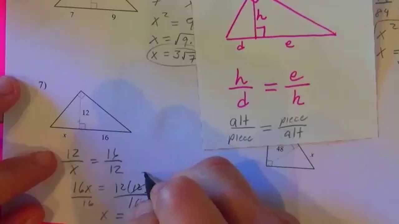 Similar Right Triangles Kutasoftware Part 11 of 11 Intended For Similar Right Triangles Worksheet