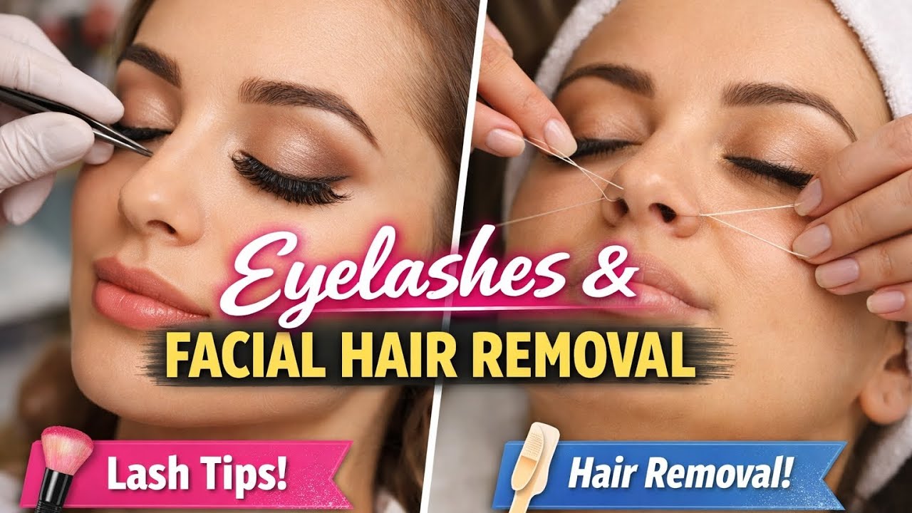 How to Apply False Eyelashes & Remove Facial Hair | Salon Beauty Tutorial