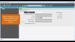 Creating a Buyer | Epicor ERP