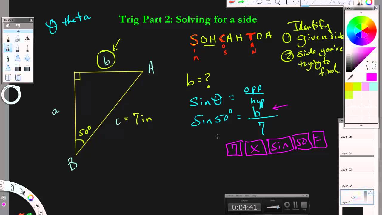 physics Trig 2 Solving for a Side - YouTube