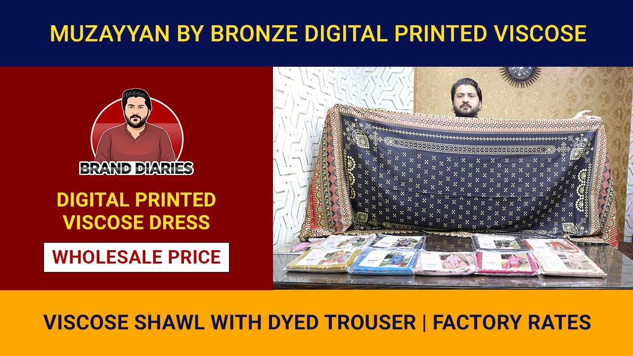 MUZAYYAN BY BRONZE Digital Printed Viscose Dress Winter Collection