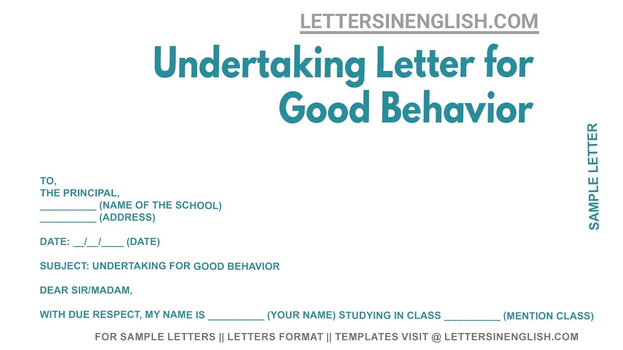 Undertaking Letter For Good Behavior Good Behavior Undertaking Letter