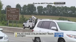 Police chase stolen bucket truck