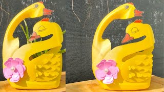 idea of recycling plastic bottles to make double swan flower pots || HAVI TV