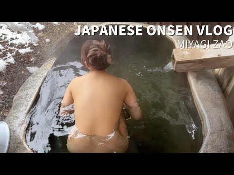 JAPANESE ONSEN VLOG| Fantastic open-air rock bath with snowfall | Miyagi,ZAO