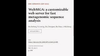 WebMGA: a customizable web server for fast metagenomic sequence analysis | RTCL.TV