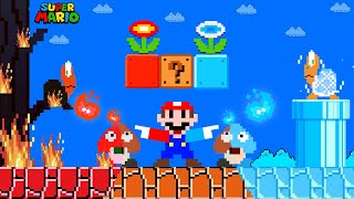 Mario Wonder. but FIRE - ICE Flower makes Mario BURN vs FREEZE everything | Game Animation