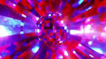 Abstract disco ball shows a purple and blue background. Infinitely looped animation