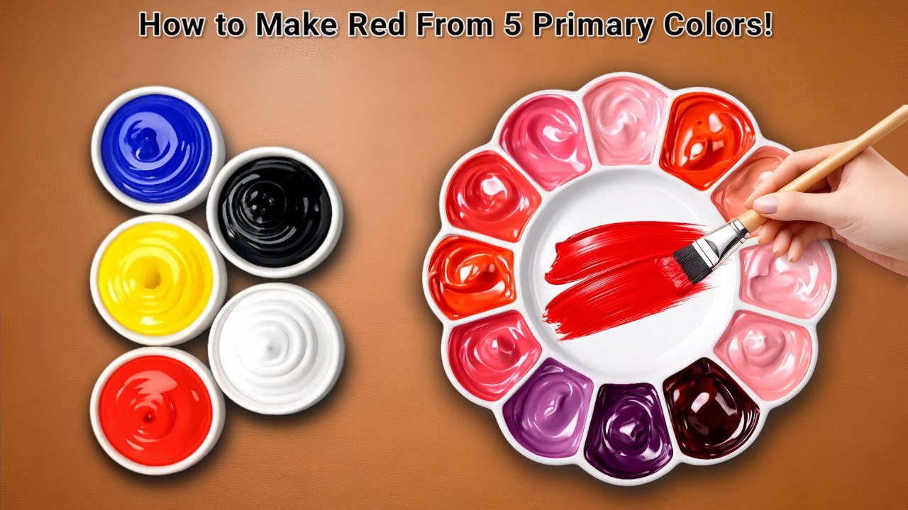 How to Make Red From 5 Primary Colors | Satisfying Color Mixing - YouTube