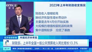 [经济信息联播]中国经济半年报 财政部：上半年全国一般公共预算收入同比增长13.3%| 财经风云