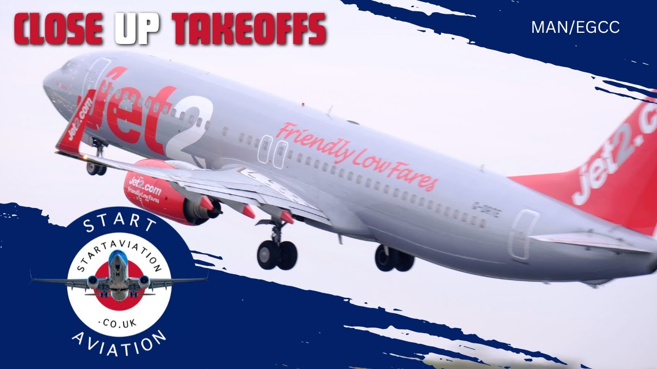 Autumn Haze ✈️ Powerful Takeoffs from Manchester Runway 23L