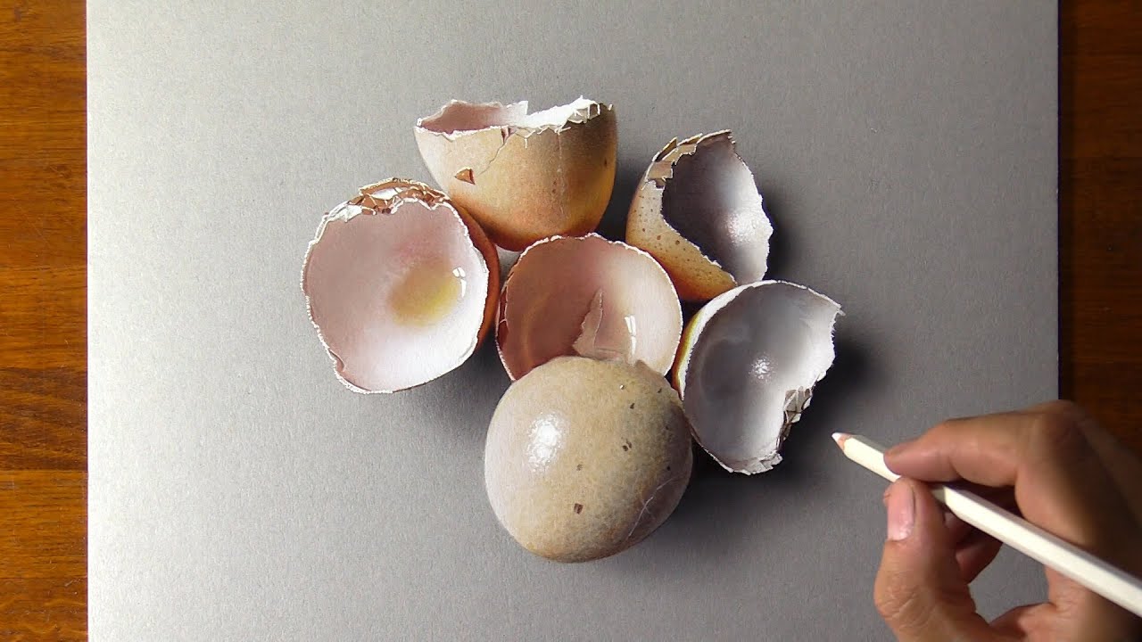 Drawing eggshells, so realistic that... you would like to crush them 😱
