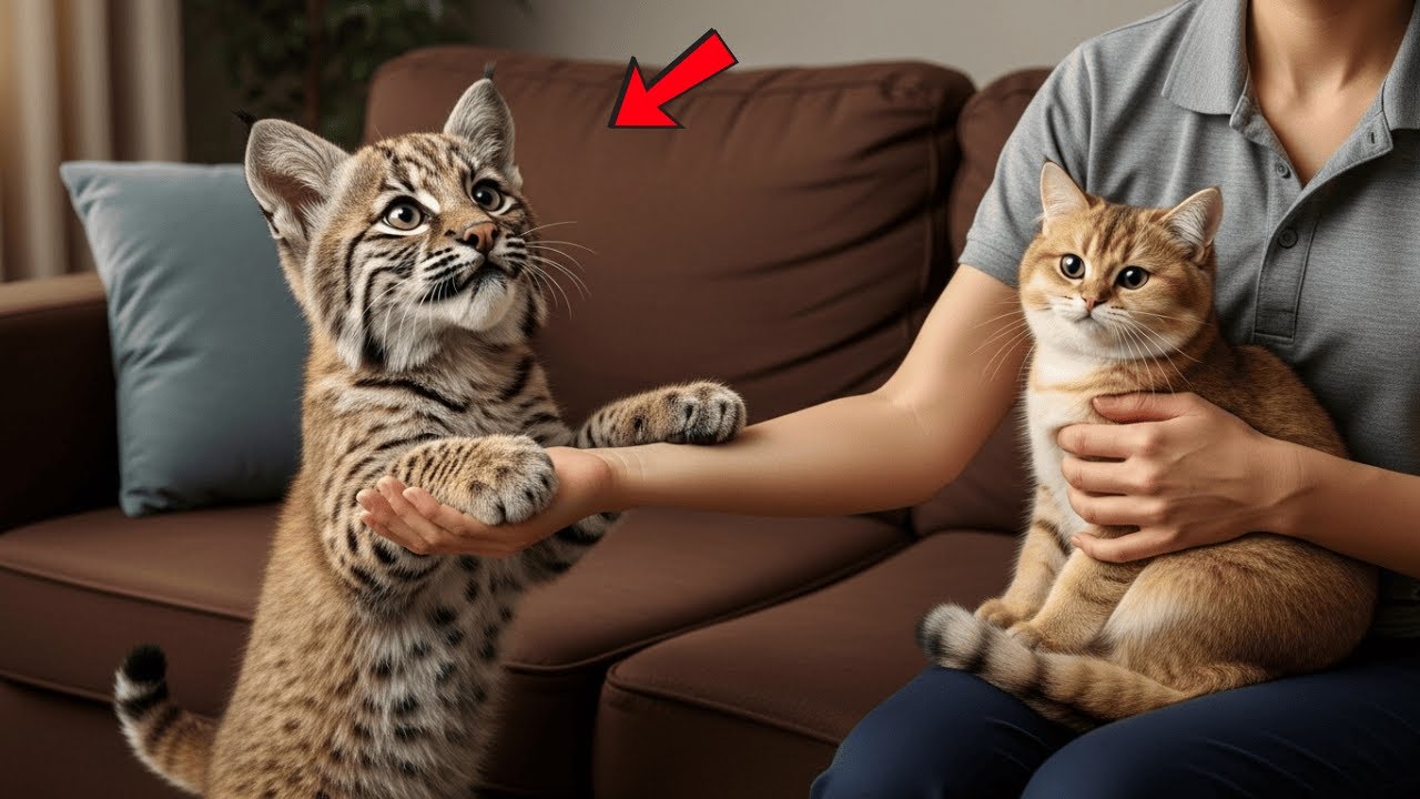 “Can You Hug Me Too?”—when The Rescued Bobcat Saw His Owner Hug Another, He Longed To Be Loved.