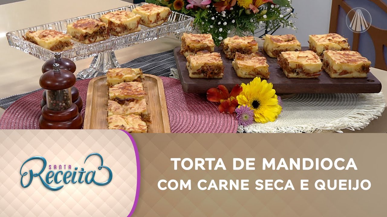Torta de mandioca com carne seca e queijo coalho de liquidificador!
