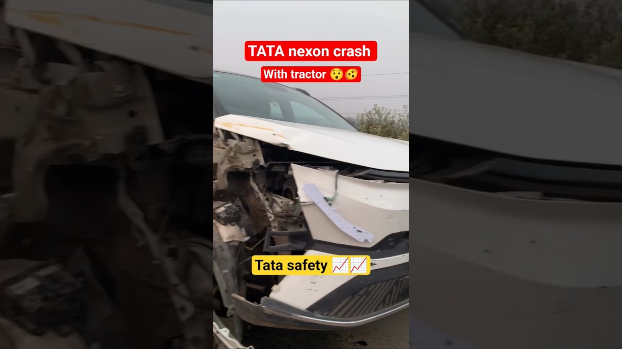 Автомобиль Tata Nexon столкнулся с трактором 🚜 | Пассажиры благополучно покинули место происшеств...