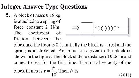A bolock of mass 0.18kg is attached with spring of force constant 2N/m ...