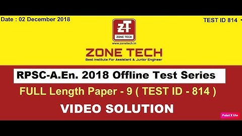FULL LENGTH TECHNICAL PAPER-9 ( RPSC OFFLINE TEST SERIES, Paper ID-814 ) COMPLETE VIDEO SOLUTION