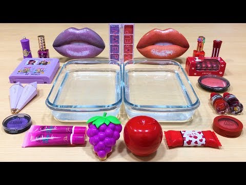 Grape vs Apple ! Mixing Makeup Eyeshadow into Clear Slime ! Special Series #34 Satisfying Slime Vide