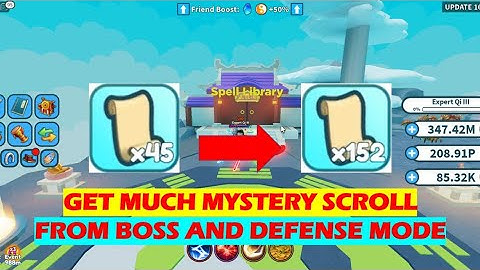 UPDATE 16 and GET MUCH MYSTERY SCROLL FROM BOSS AND DEFENSE MODE - Weapon Fighting Simulator #37