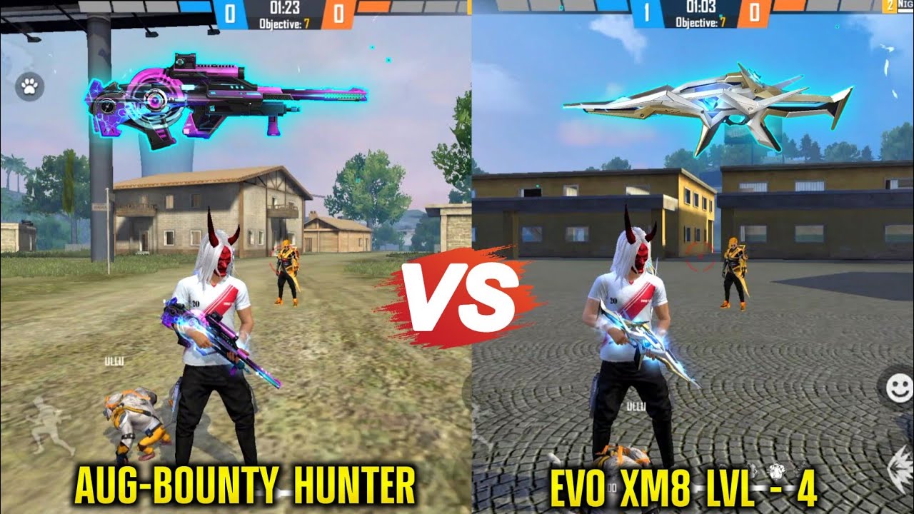 AUG BOUNTY HUNTER VS EVO XM8 ABILITY TEST | BEST AR GUN IN FREE FIRE | FREE FIRE NEW EVENT