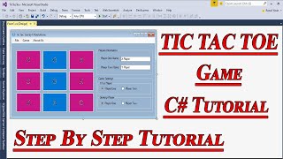 Visual Studio Winform Tic Tac Toe Tutorial Example (C#) | How to Create Tic Tac Toe Game in C# screenshot 1
