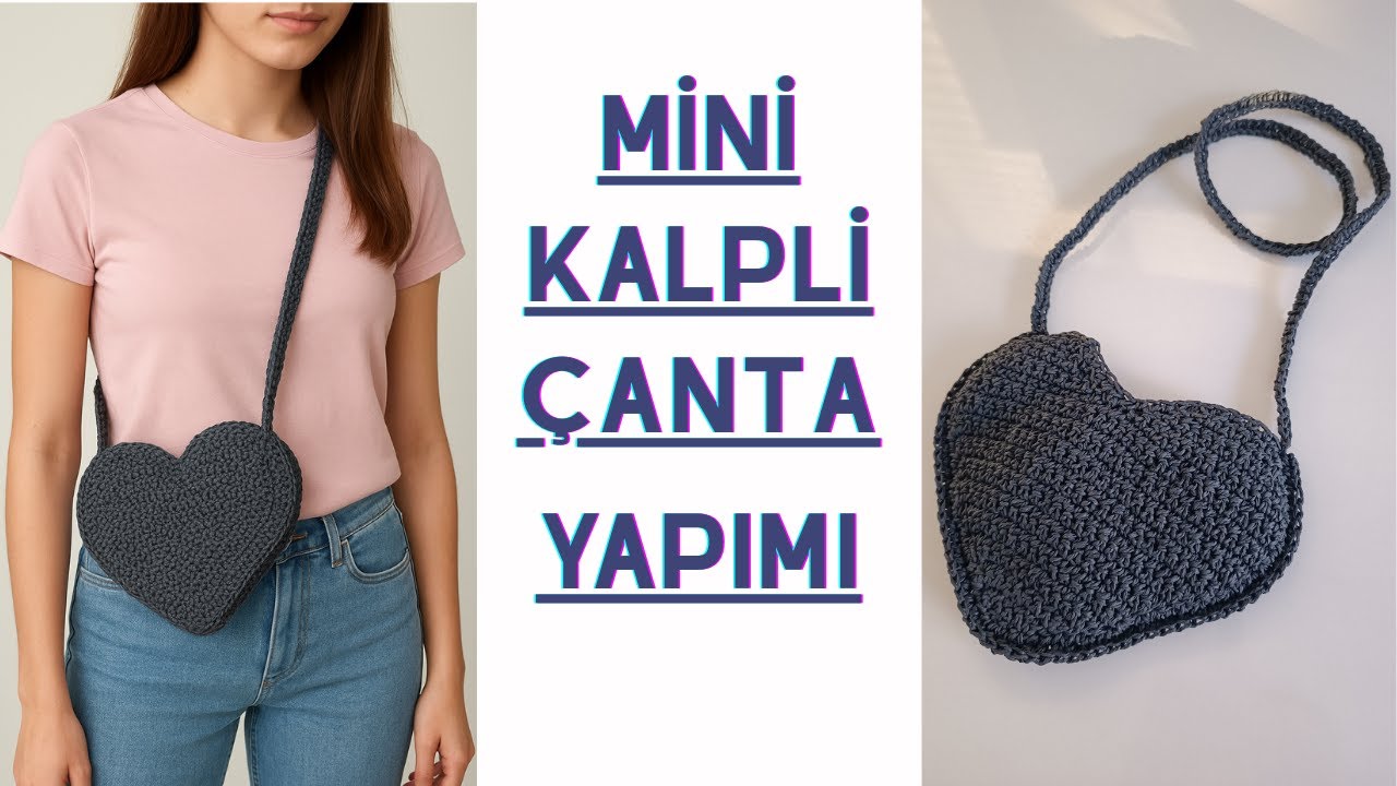 Kağıt İpten Örgü Mini Kalp Çanta Yapımı - Kalpli Motif Yapımı