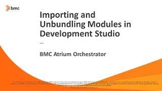 BAO Platform - Importing and Unbundling Modules in Development Studio