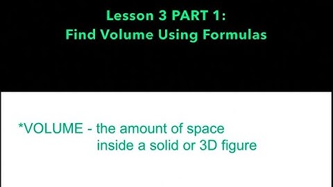 Lesson 3 PART 1: Find Volume Using Formulas