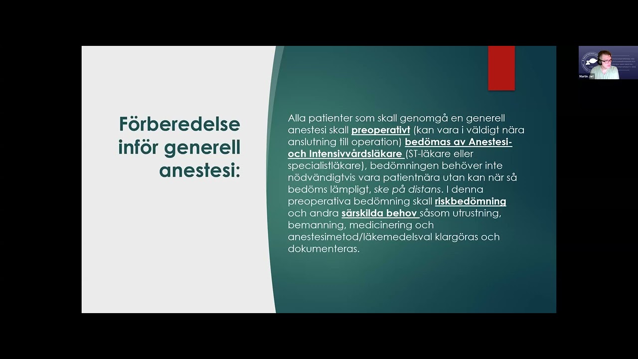 Webbinar: Grundläggande förutsättningar för att initiera och bedriva generell anestesi
